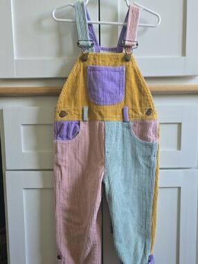 Kids Multicolor Corduroy Overalls